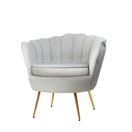 Mirabell Accent Velvet Shell Back Seat Lounge Armchair - Grey