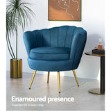 Mirabell Accent Velvet Shell Back Seat Lounge Armchair - Navy