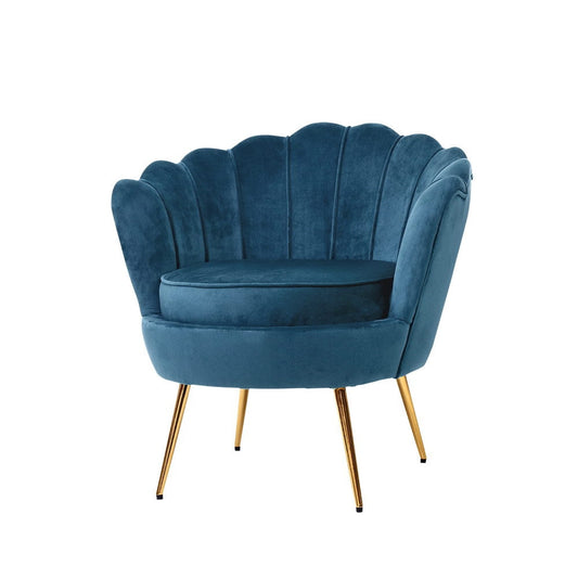 Mirabell Accent Velvet Shell Back Seat Lounge Armchair - Navy