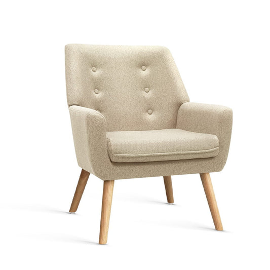 Audene Armchair Linen Fabric - Beige