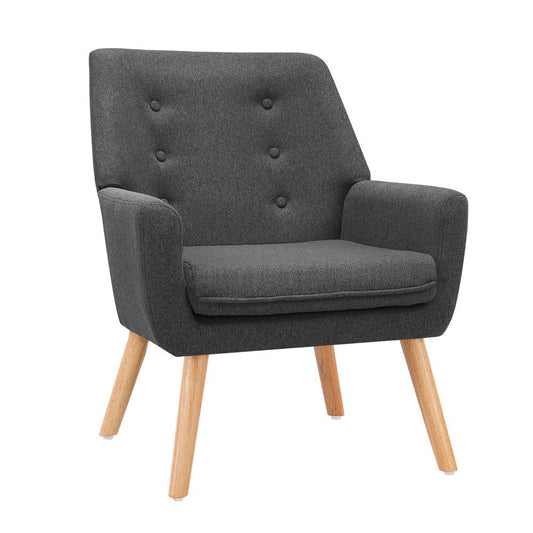Audene Armchair Linen Fabric - Charcoal