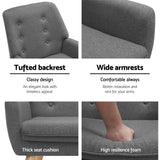 Audene Armchair Linen Fabric - Grey