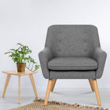 Audene Armchair Linen Fabric - Grey