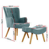 Marlyn Accent Fabric Ottoman Lounge Chair - Blue
