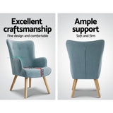 Marlyn Accent Fabric Ottoman Lounge Chair - Blue