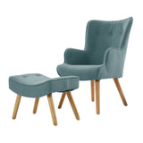 Marlyn Accent Fabric Ottoman Lounge Chair - Blue