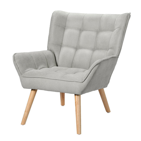 Armchair Lounge Chair Accent Chairs Linen Fabric Cushion Seat - Grey