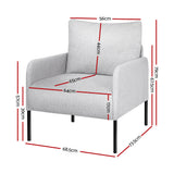 Armchair Lounge Chair Accent Chair Single Grey Linen Fabric