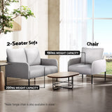 Myrtle 2-Seater Sofa Accent Chair Loveseat Linen Fabric Metal Leg - Grey