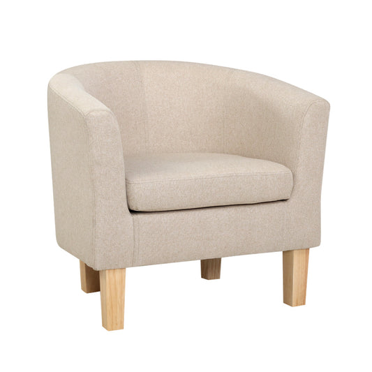 Maure Tub Fabric Lounge Armchair - Beige