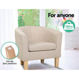 Maure Tub Fabric Lounge Armchair - Beige