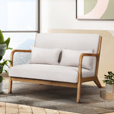 Morry Lounge Chair Accent Couch Sofa Loveseat - Beige Wood