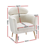 Armchair Bouclé Fabric - White
