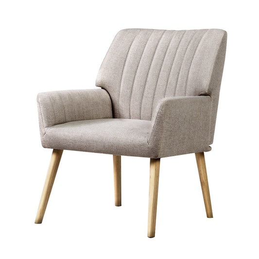 Meertha Accent Fabric Lounge Armchair - Beige