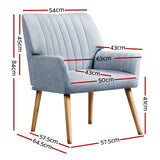 Meertha Accent Fabric Lounge Armchair - Grey