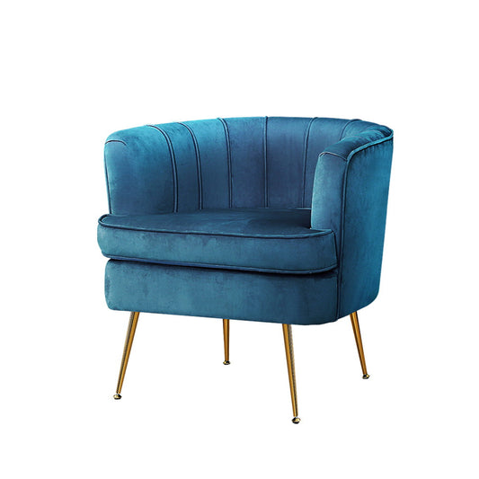 Makayla Accent Velvet Lounge Armchair - Navy
