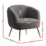 Macy Accent Sherpa Bouclé Lounge Armchair - Charcoal