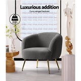 Macy Accent Sherpa Bouclé Lounge Armchair - Charcoal