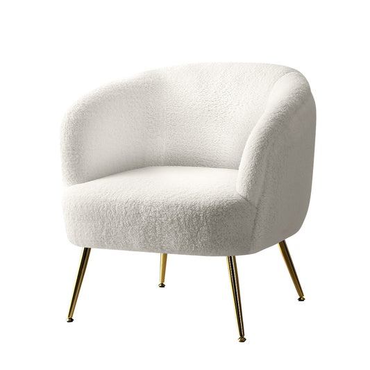 Macy Accent Sherpa Bouclé Lounge Armchair - White