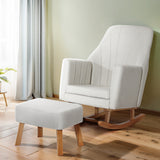 Muriel Rocking Chair Armchair Linen Fabric - Beige