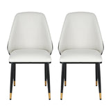 Lottie Set of 2 Dining Chairs Leather Seat - White
