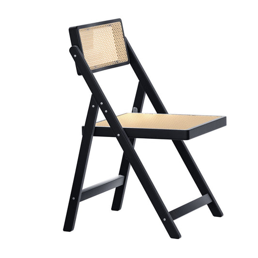 Nancy Dining Chair Wooden Rattan Foldable - Black