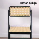 Nancy Dining Chair Wooden Rattan Foldable - Black