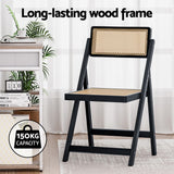 Nancy Dining Chair Wooden Rattan Foldable - Black