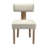 Tamsin Set of 2 Dining Chairs Linen Fabric Wooden - Beige