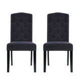Holly Set of 2 Dining Chairs Linen Parsons Chair - Dark Grey