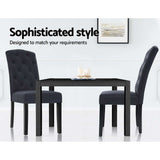 Holly Set of 2 Dining Chairs Linen Parsons Chair - Dark Grey