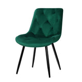 Hadley Set of 2 Dining Chairs Velvet Diamond Tufted - Green