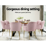 Bentley Set of 2 Dining Chairs Velvet Armchair - Pink