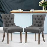 Bristol Set of 2 Dining Chairs Linen French Provincial - Grey