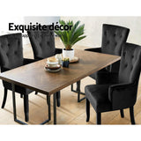 Arden Dining Chair Velvet French Provincial Armchair - Black