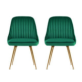 Brynlee Set of 2 Dining Chairs Velvet Channel Tufted - Green