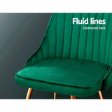 Brynlee Set of 2 Dining Chairs Velvet Channel Tufted - Green