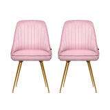 Kody Set of 2 Dining Chairs Velvet Channel Tufted - Pink