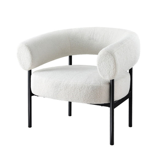 Maureen Armchair Accent Chair Curved Bouclé - White
