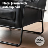 Milly Armchair Accent Chair PU Leather Wingback - Black