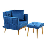 Melanie Armchair Ottoman Accent Chair Pillow Velvet - Blue