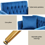 Melanie Armchair Ottoman Accent Chair Pillow Velvet - Blue