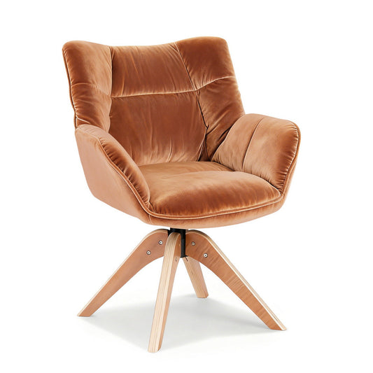 Maren Swivel Chair Armchair Nursing Velvet - Brown