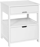 Vaughan Wooden Bedside Table with 2 Drawers - White