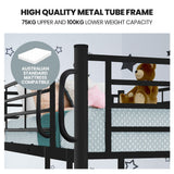 Maia 2-in-1 Metal Bunk Bed Frame with Modular Design - Matte Dark Grey Single