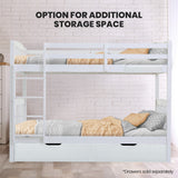 Maia Modular Slumber Wooden Kids Bunk Bed Frame - White Single