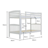 Maia Modular Slumber Wooden Kids Bunk Bed Frame - White Single