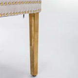 AADEN 6x Velvet Dining Chairs with Golden Metal Legs-Beige
