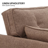 Mariah 3-Seater Linen Fabric Futon Modular Sofa Bed Suite - Brown