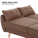 Mariah 3-Seater Linen Fabric Futon Modular Sofa Bed Suite - Brown